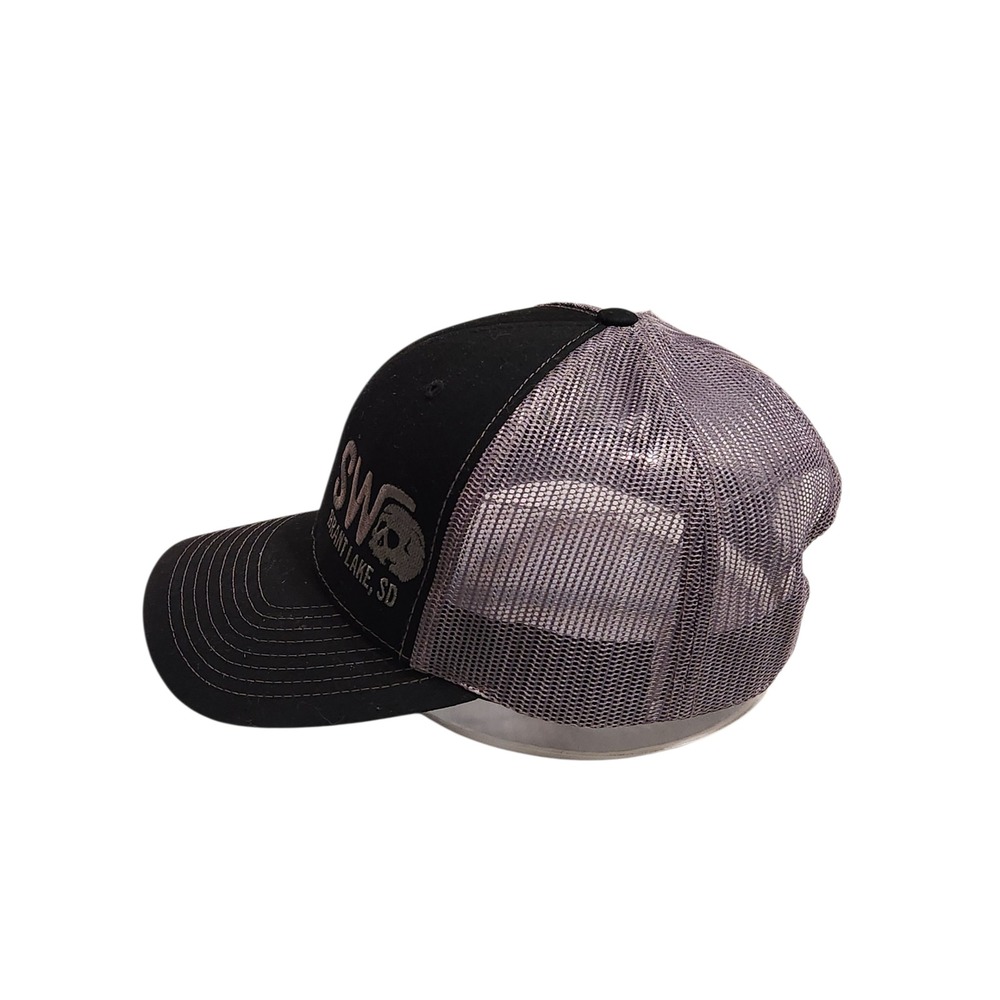 SW Brant Lake SD Embroidered Logo Mesh Back Trucker Hat Black Gray‎ Men - Picture 2 of 5